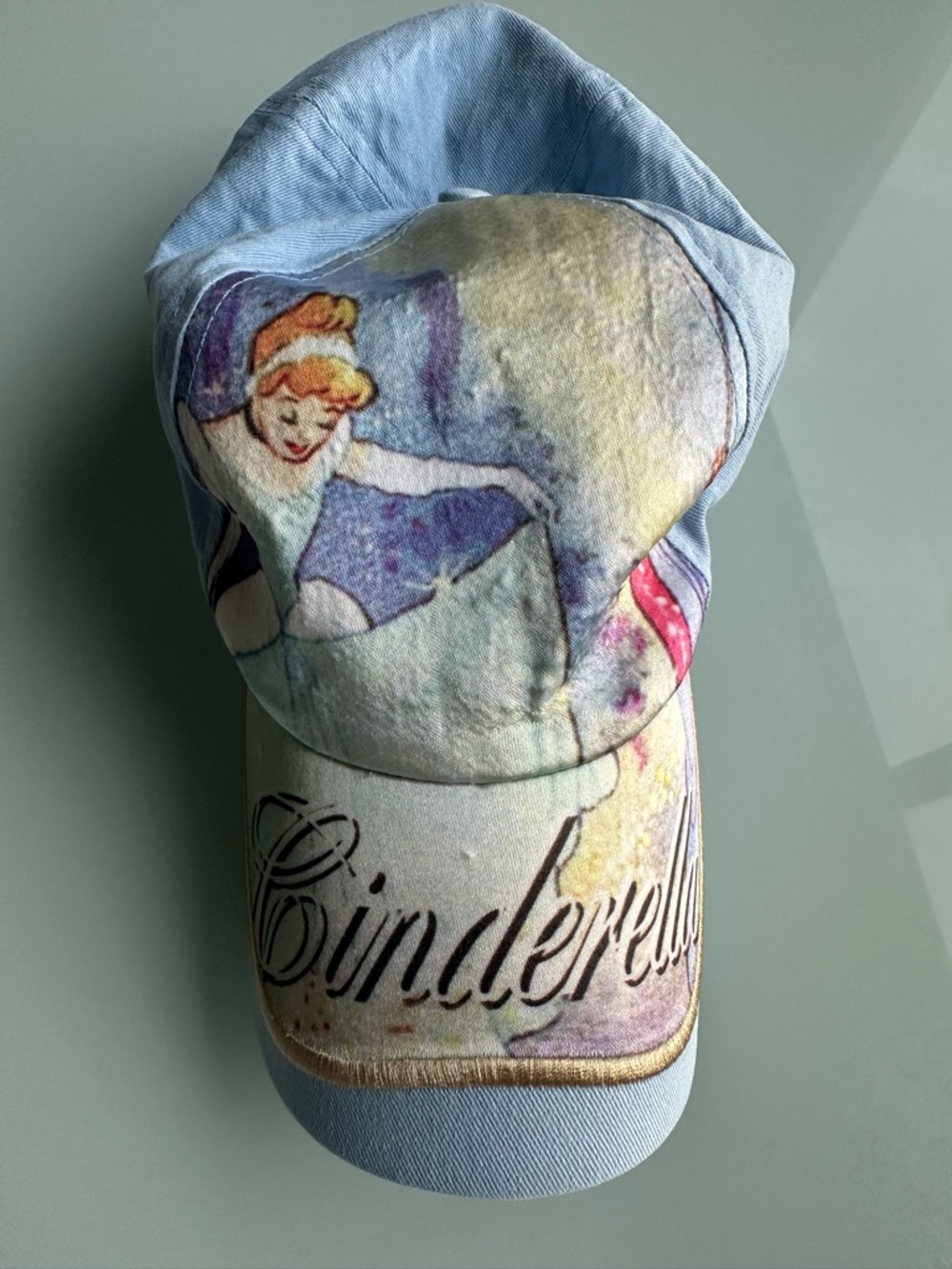 Vintage Y2k Walt Disney World Cinderella Graphic Baseball Cap Kids- Light Blue